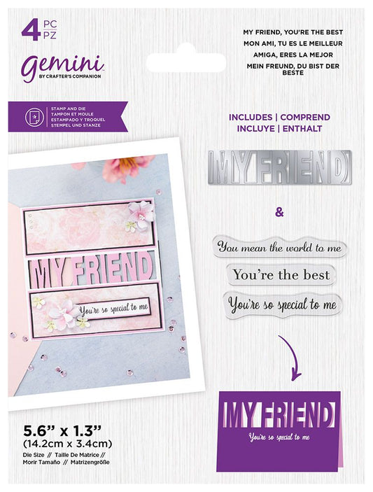 Gemini Word Cut In Stamp & Die - MY FRIEND youre the best