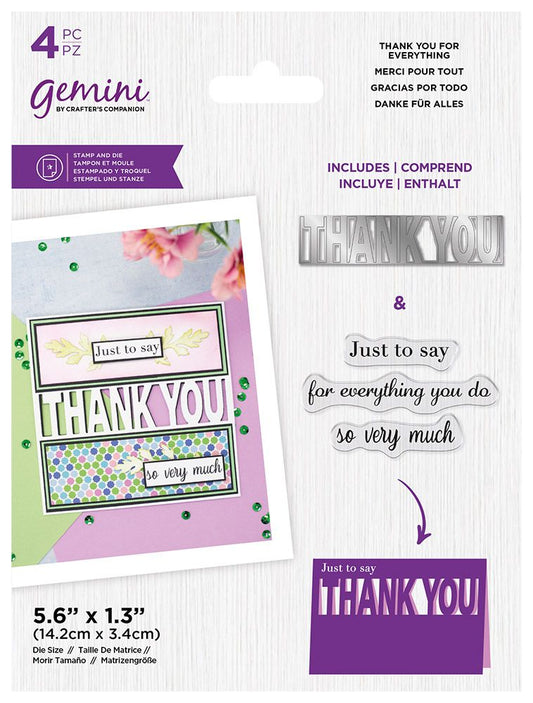 Gemini Word Cut In Stamp & Die - THANK YOU for everything