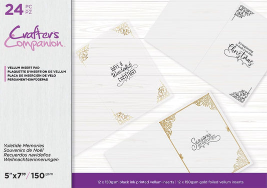 Crafters Companion- Vellum Insert Pad - 5X7 -Yuletide Memories